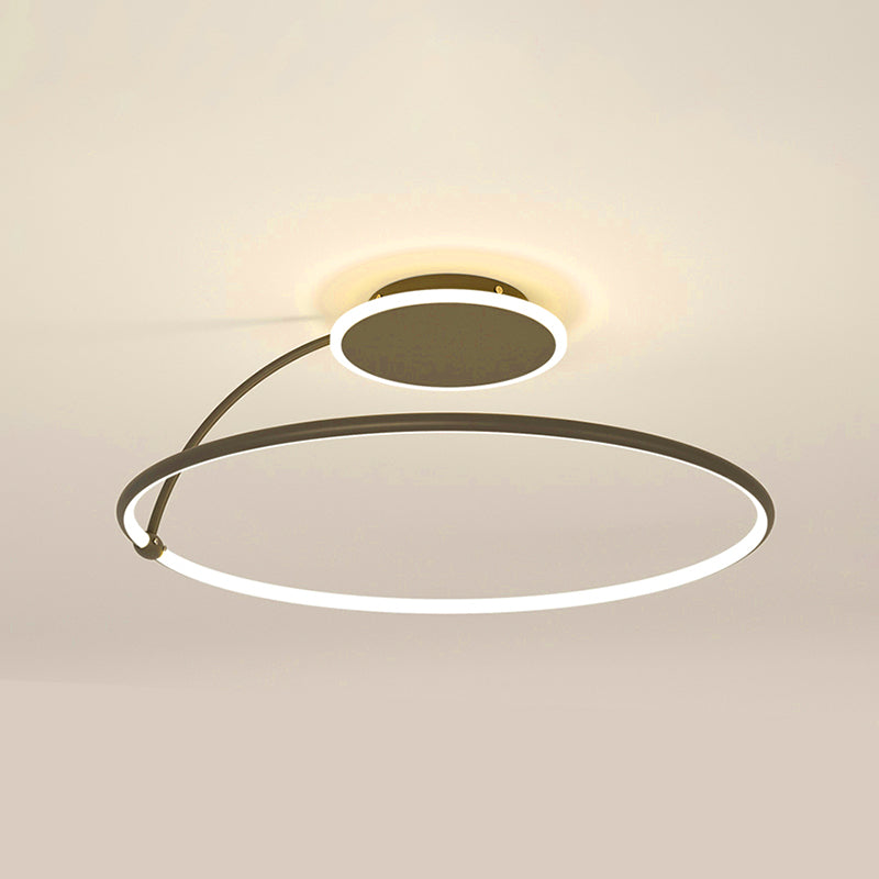 Nordic Metal Ceiling Light Circle 2 Lights Flush Mount Ceiling Light for Bedroom