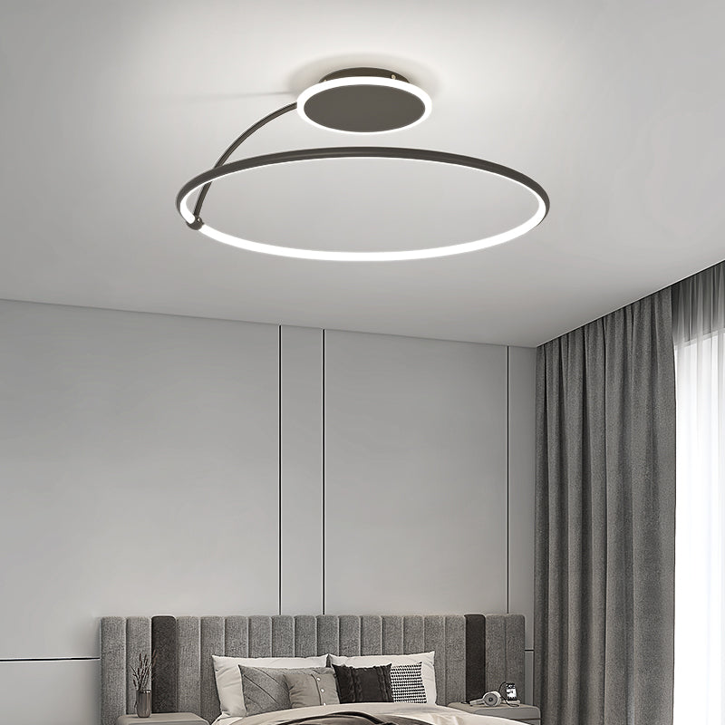 Nordic Metal Ceiling Light Circle 2 Lights Flush Mount Ceiling Light for Bedroom