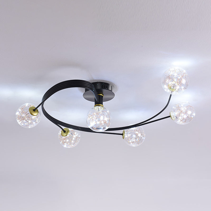 Forma de bola de vidrio al ras del techo de techo moderna luces múltiples iluminación de montaje al ras de color