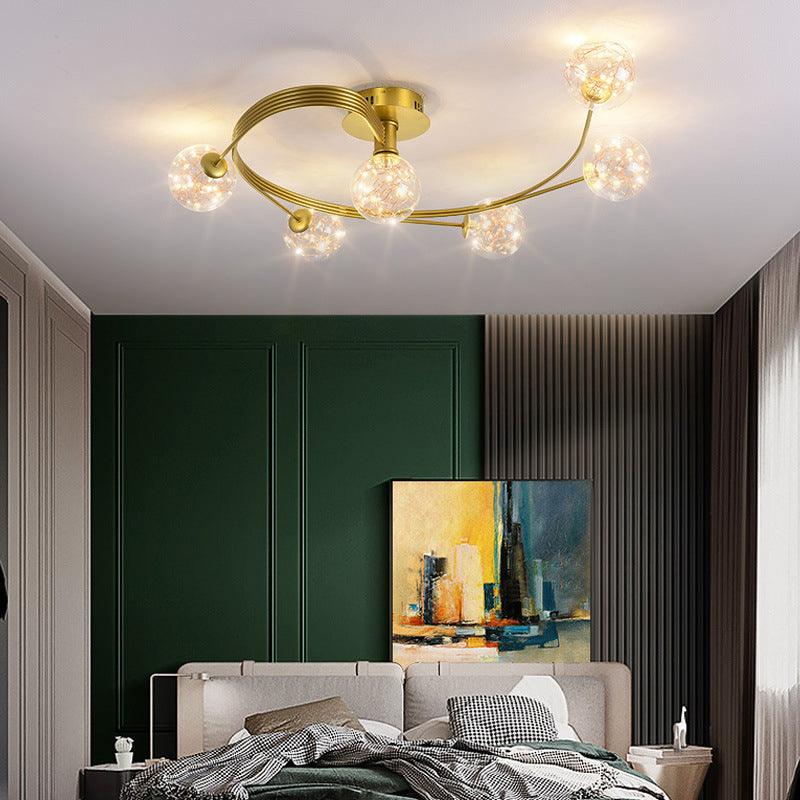 Forma de bola de vidrio al ras del techo de techo moderna luces múltiples iluminación de montaje al ras de color