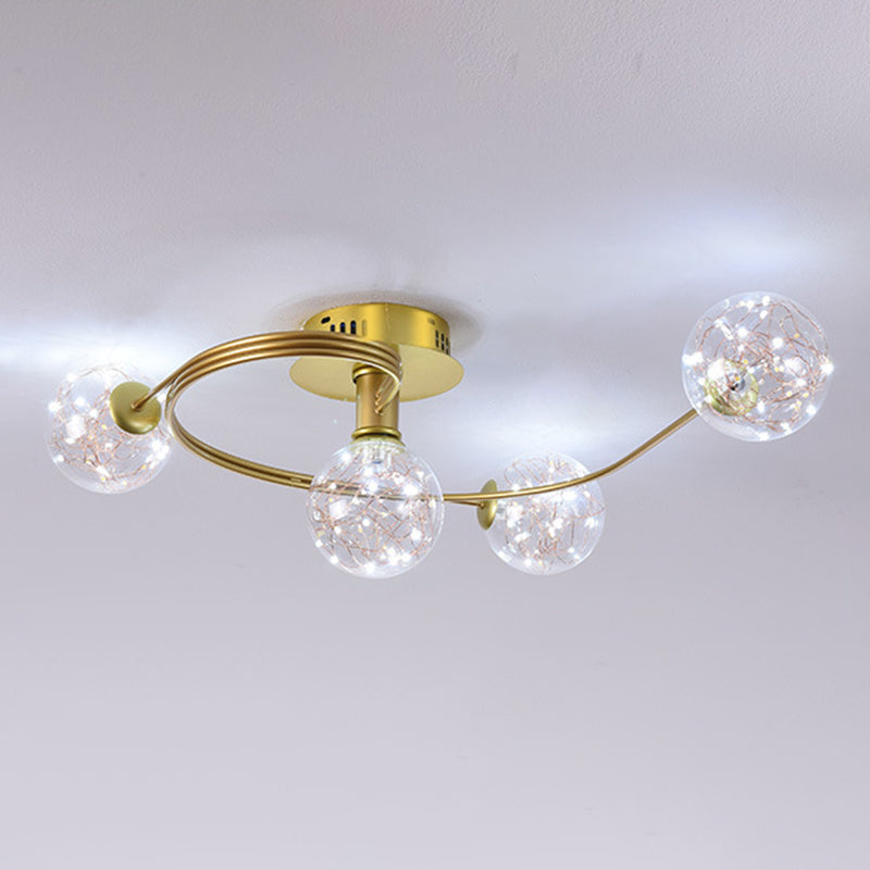 Forma de bola de vidrio al ras del techo de techo moderna luces múltiples iluminación de montaje al ras de color