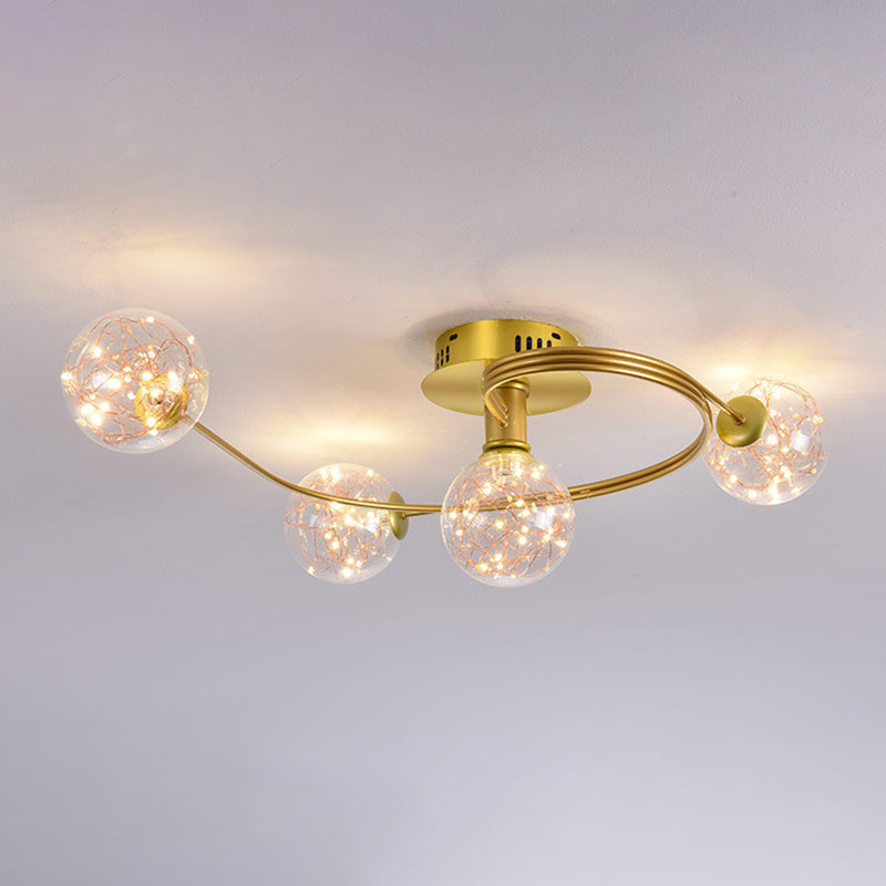 Forma de bola de vidrio al ras del techo de techo moderna luces múltiples iluminación de montaje al ras de color
