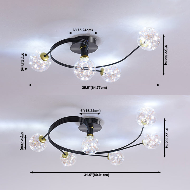 Forma de bola de vidrio al ras del techo de techo moderna luces múltiples iluminación de montaje al ras de color