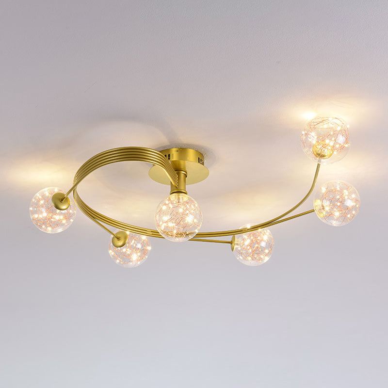 Forma de bola de vidrio al ras del techo de techo moderna luces múltiples iluminación de montaje al ras de color