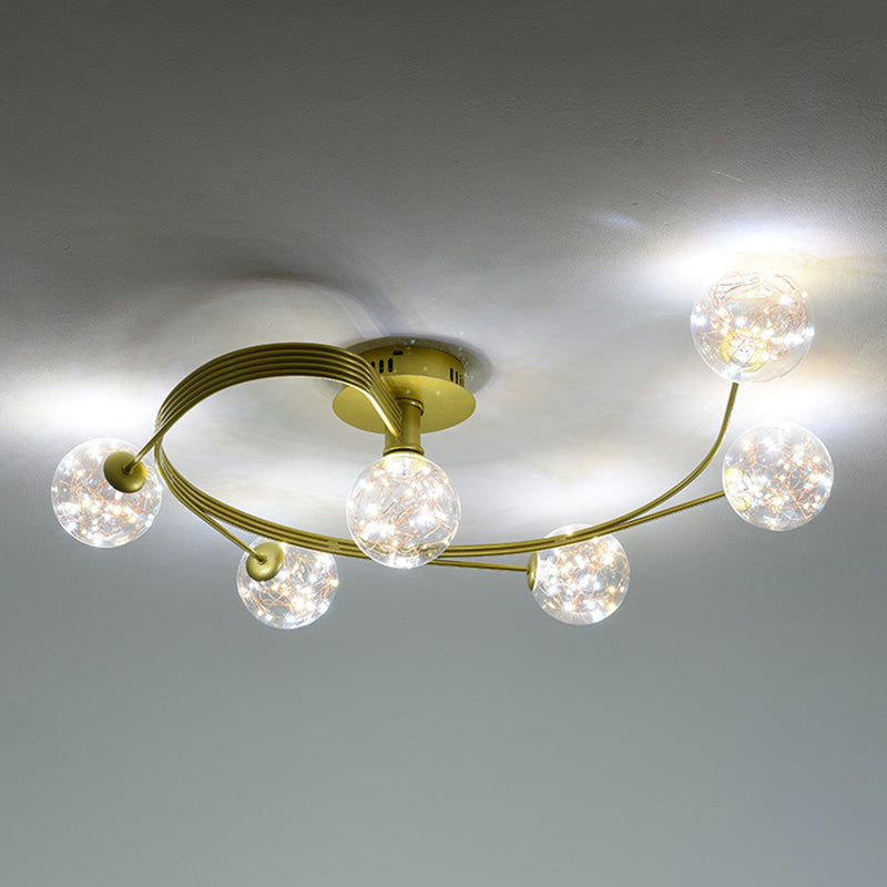 Forma de bola de vidrio al ras del techo de techo moderna luces múltiples iluminación de montaje al ras de color