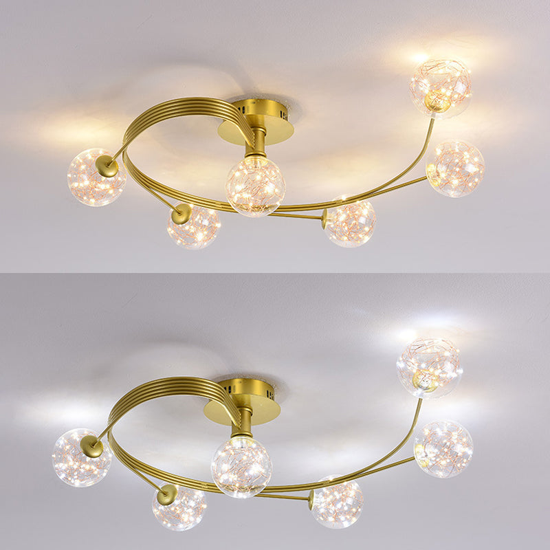 Forma de bola de vidrio al ras del techo de techo moderna luces múltiples iluminación de montaje al ras de color