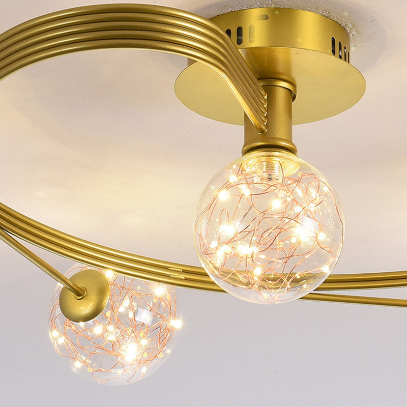 Forma de bola de vidrio al ras del techo de techo moderna luces múltiples iluminación de montaje al ras de color