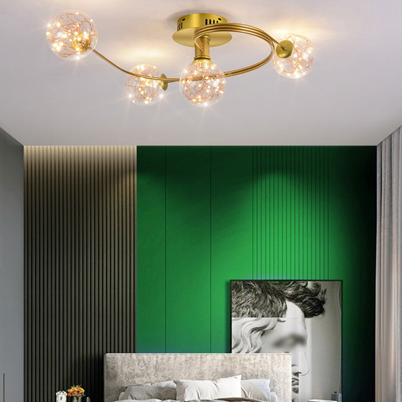 Forma de bola de vidrio al ras del techo de techo moderna luces múltiples iluminación de montaje al ras de color