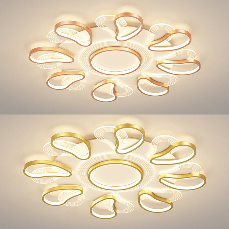 Metal Flower Shape Flush Ceiling Light Modern Style Multi Lights Flush Mount Lighting