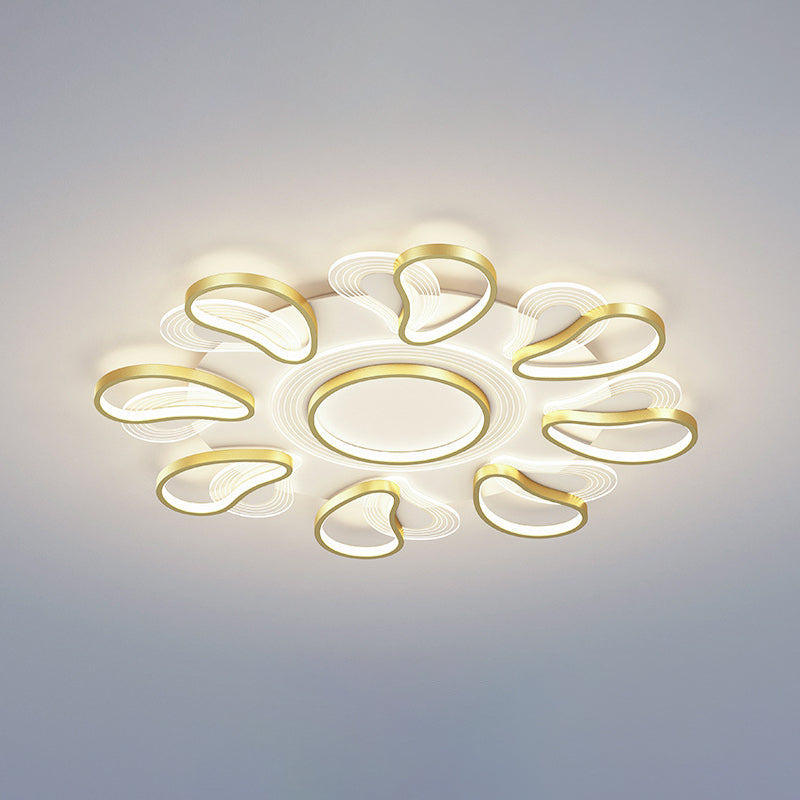 Metal Flower Shape Flush Ceiling Light Modern Style Multi Lights Flush Mount Lighting