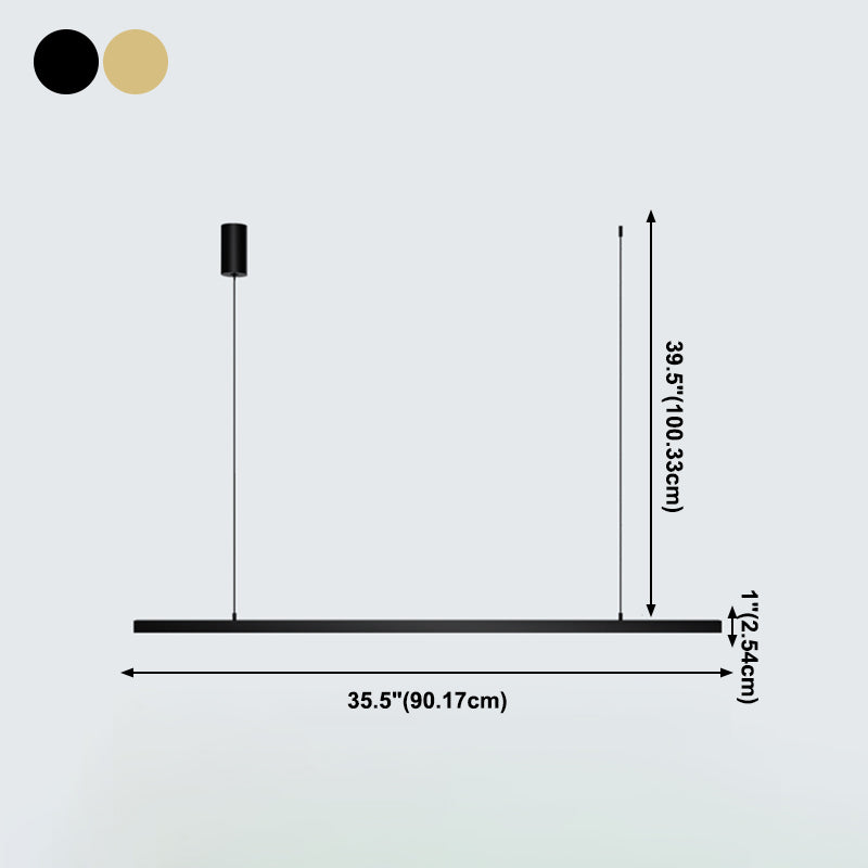 Modern Style Linear Hanging Pendant Light Metal 1-Light Hanging Lamp Kit