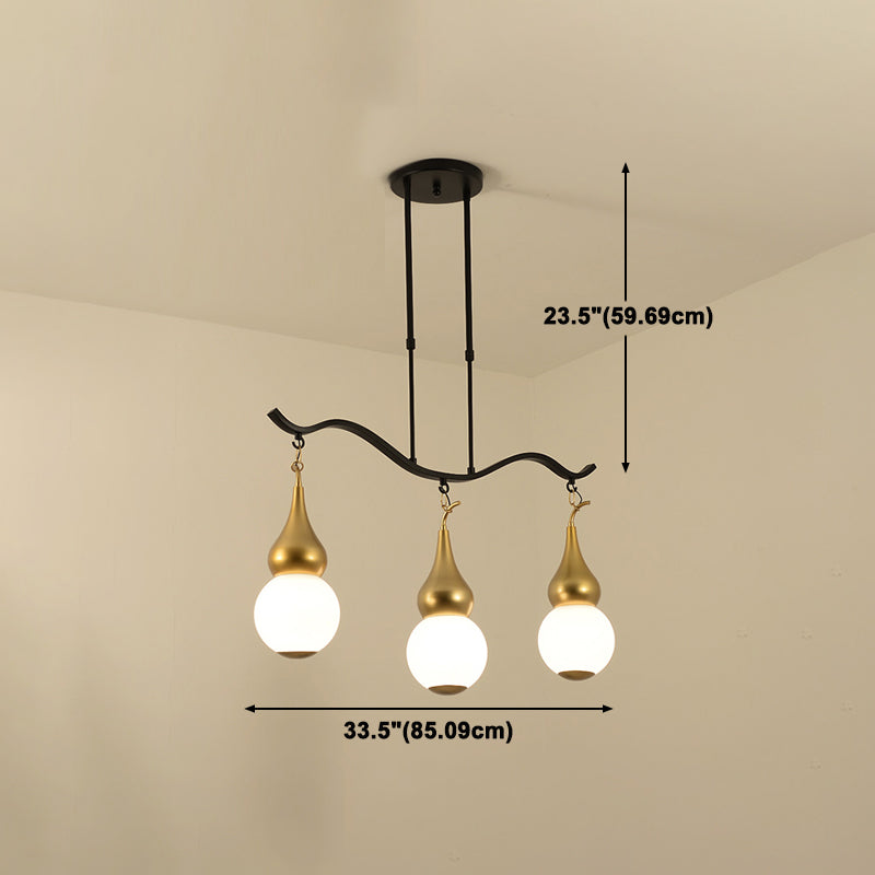 3-Light Island Lighting Fixtures Modern Restaurant Suspension Lamp with White Glass Shade