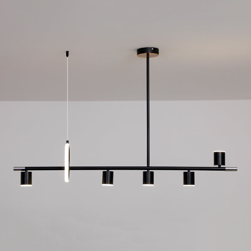 Modern Metal Track Lamp Multi-Head Restaurant Island Lighting Fixtures with Acrylic Shade