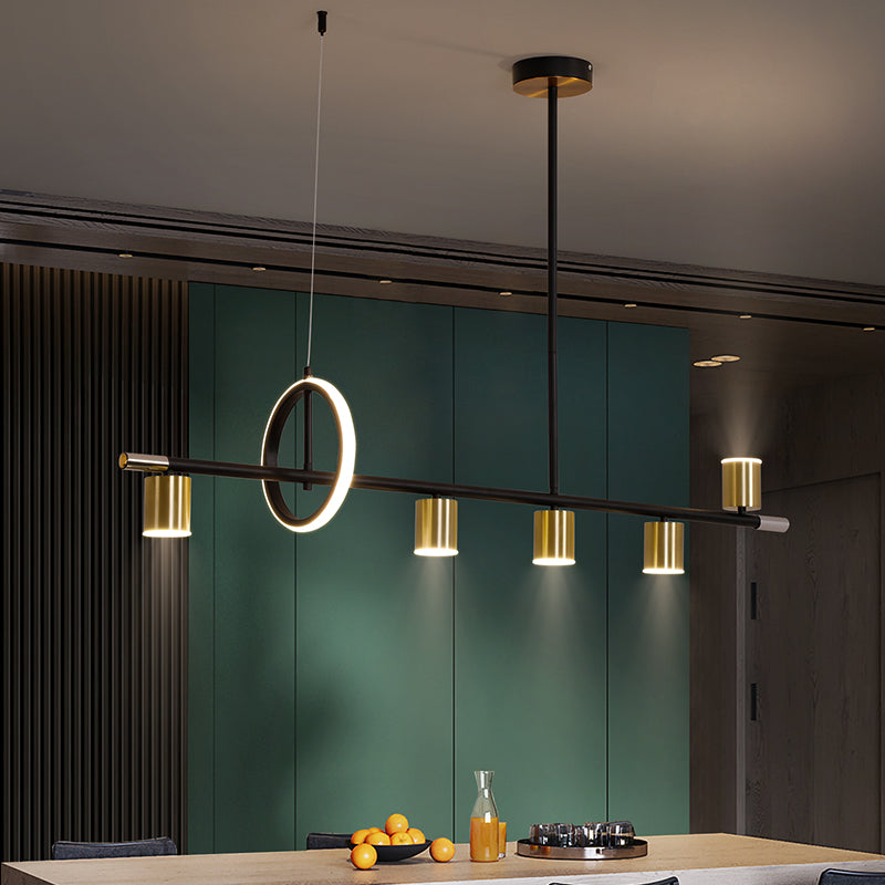 Modern Metal Track Lamp Multi-Head Restaurant Island Lighting Fixtures with Acrylic Shade