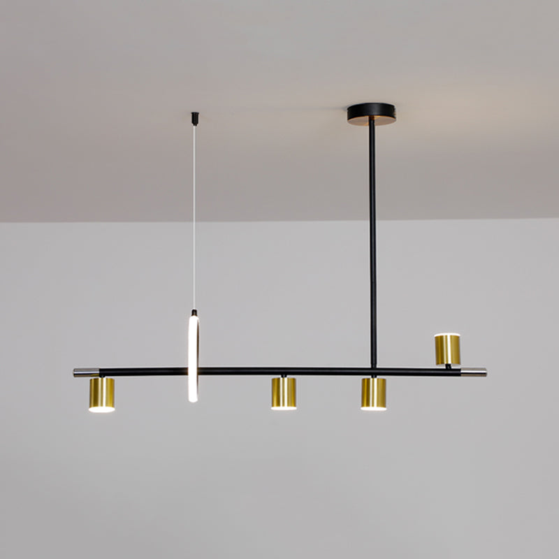 Modern Metal Track Lamp Multi-Head Restaurant Island Lighting Fixtures with Acrylic Shade