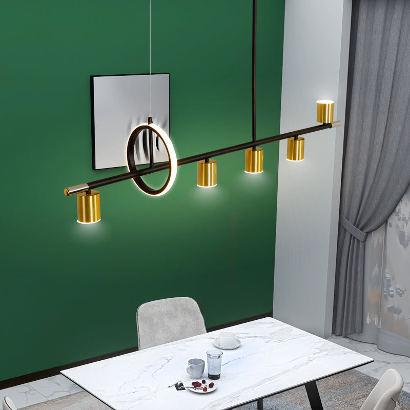 Modern Metal Track Lamp Multi-Head Restaurant Island Lighting Fixtures with Acrylic Shade