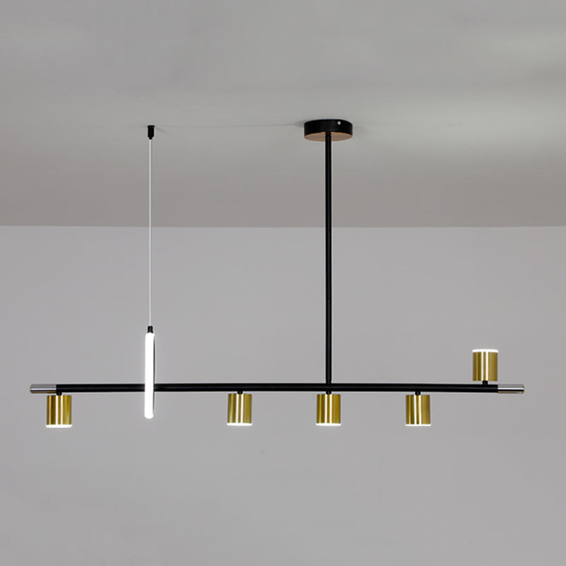 Modern Metal Track Lamp Multi-Head Restaurant Island Lighting Fixtures with Acrylic Shade