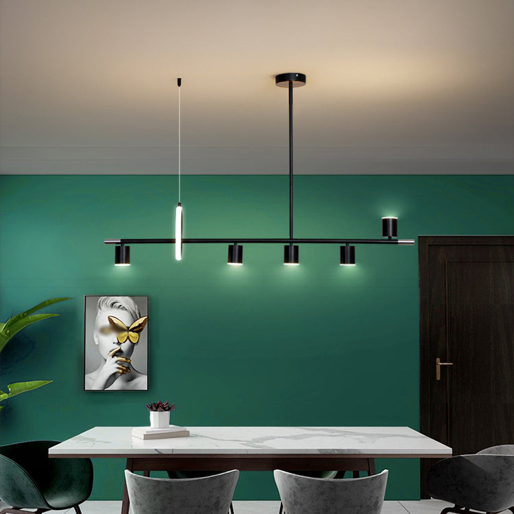 Modern Metal Track Lamp Multi-Head Restaurant Island Lighting Fixtures with Acrylic Shade