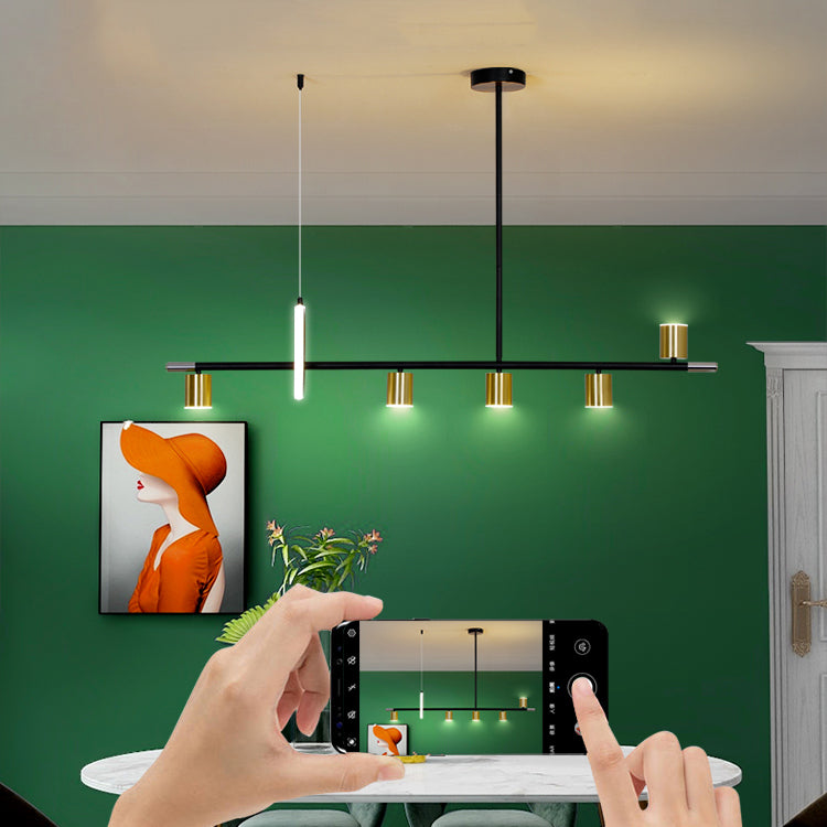 Modern Metal Track Lamp Multi-Head Restaurant Island Lighting Fixtures with Acrylic Shade