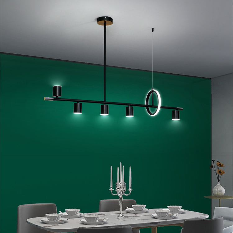 Modern Metal Track Lamp Multi-Head Restaurant Island Lighting Fixtures with Acrylic Shade