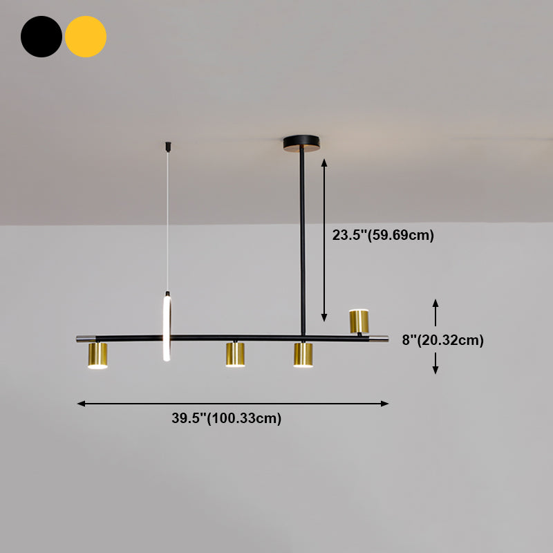 Modern Metal Track Lamp Multi-Head Restaurant Island Lighting Fixtures with Acrylic Shade