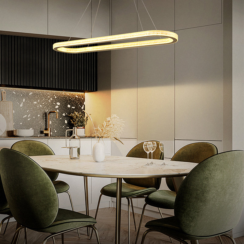 Modern Style Oval Pendant Light Metal 1 Light Pendant Light Fixture