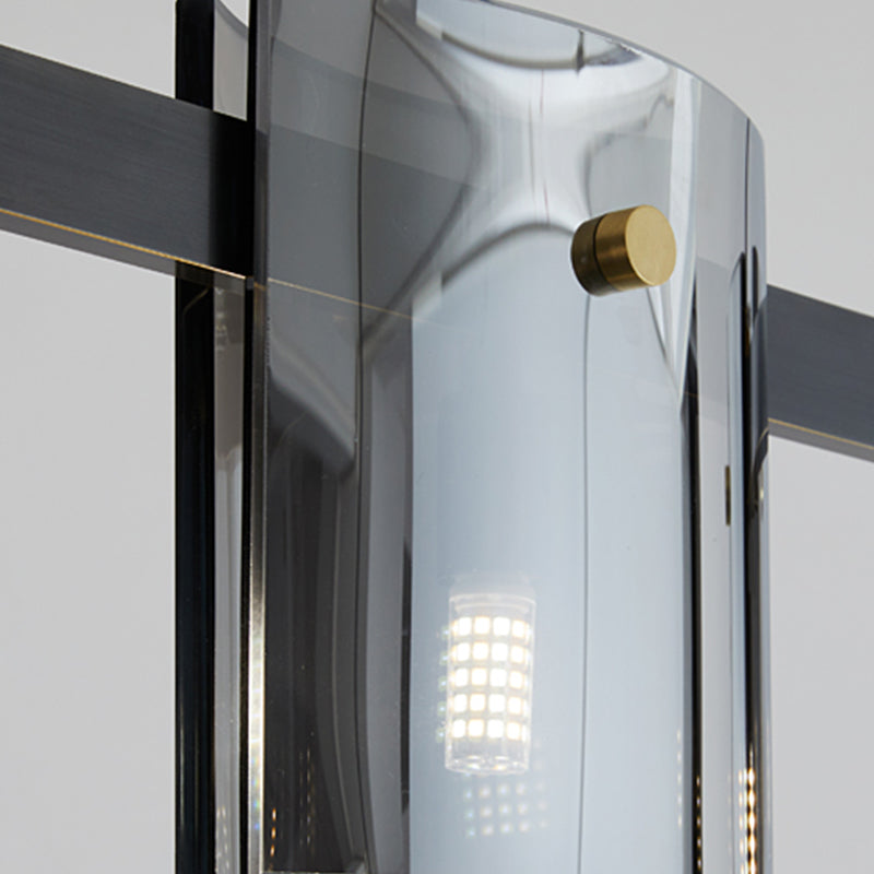 Modern Style Linear Shape Island Lights Glass Island Lighting in Black