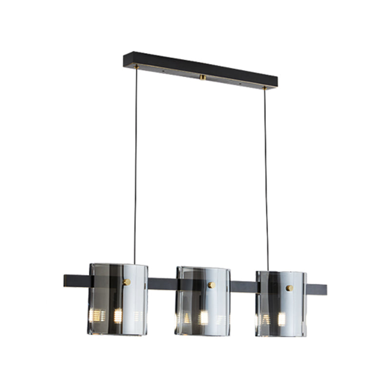 Modern Style Linear Shape Island Lights Glass Island Lighting in Black