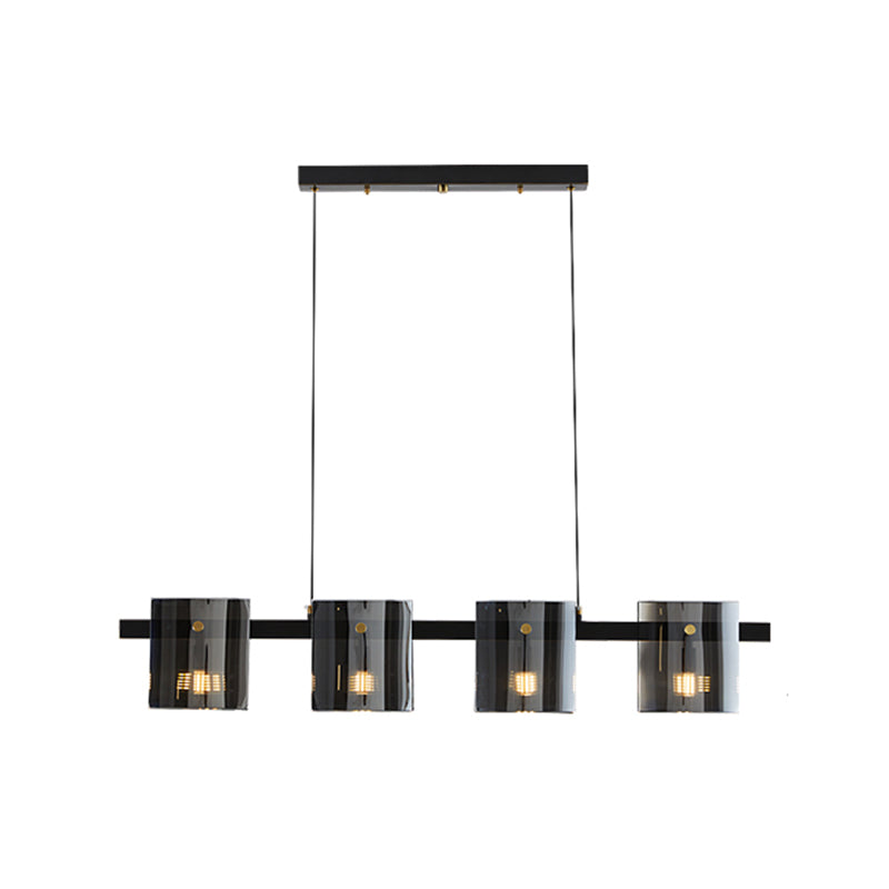 Modern Style Linear Shape Island Lights Glass Island Lighting in Black