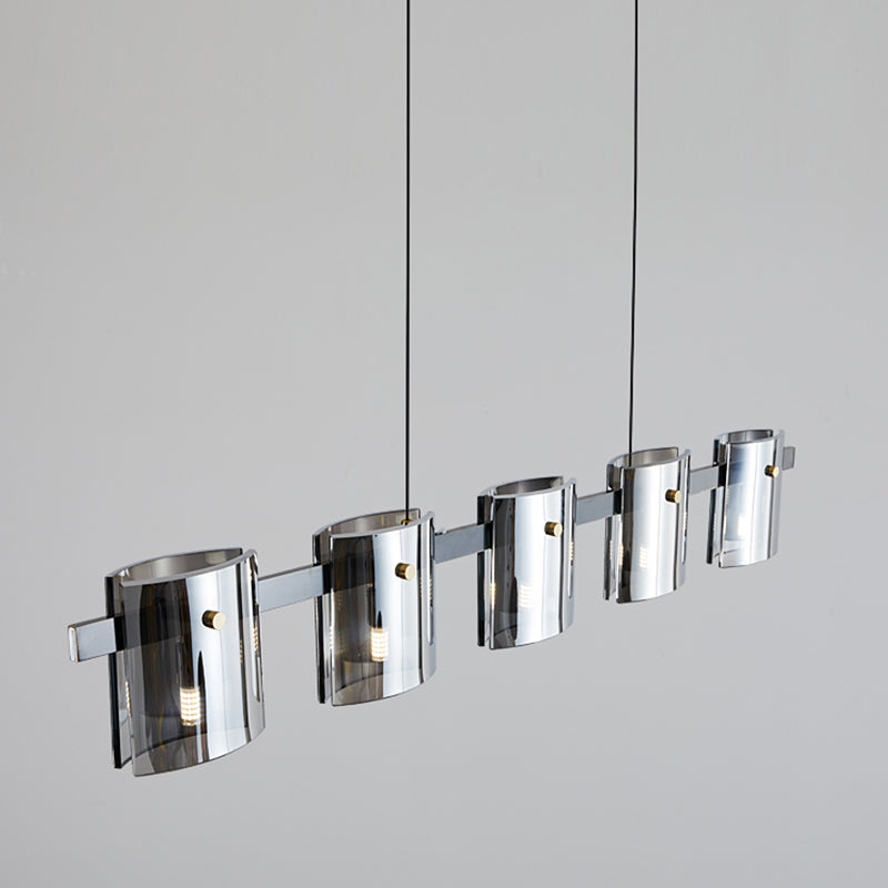 Modern Style Linear Shape Island Lights Glass Island Lighting in Black