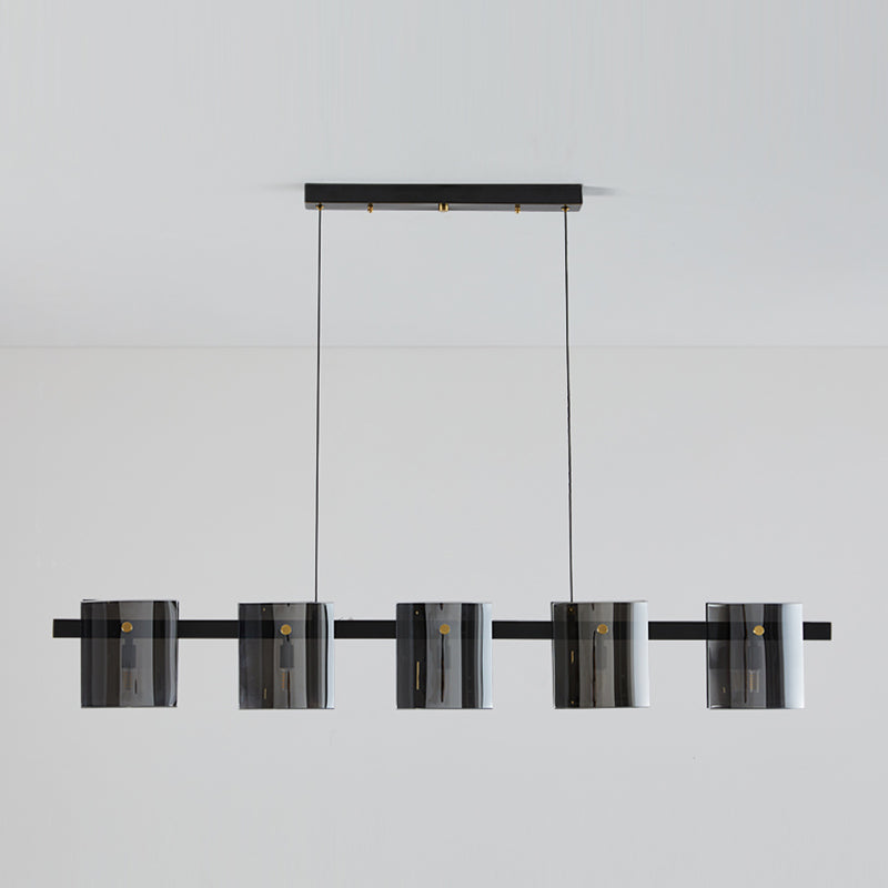 Modern Style Linear Shape Island Lights Glass Island Lighting in Black