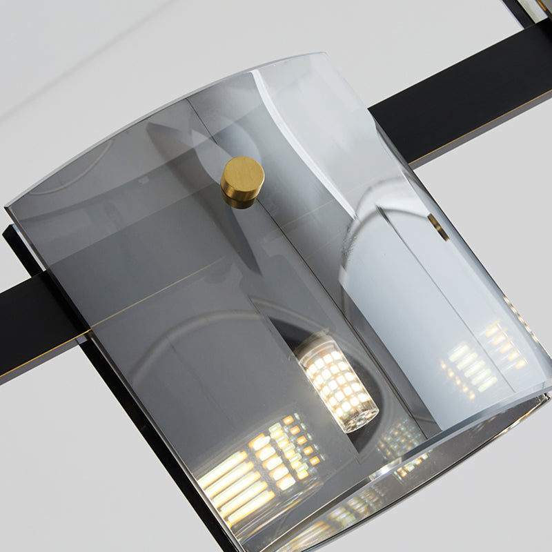 Modern Style Linear Shape Island Lights Glass Island Lighting in Black