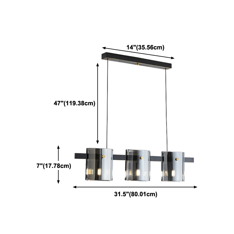Modern Style Linear Shape Island Lights Glass Island Lighting in Black