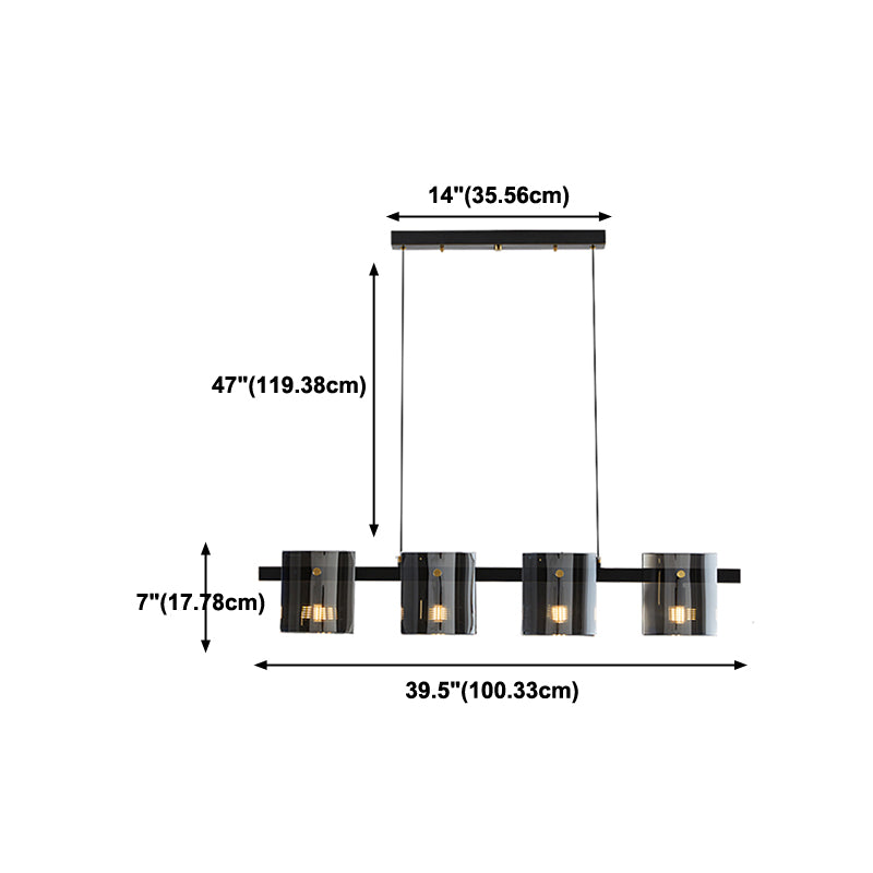 Modern Style Linear Shape Island Lights Glass Island Lighting in Black
