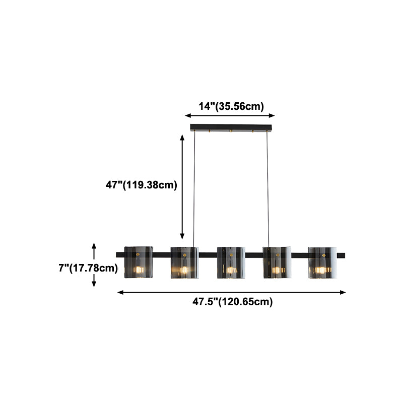 Modern Style Linear Shape Island Lights Glass Island Lighting in Black
