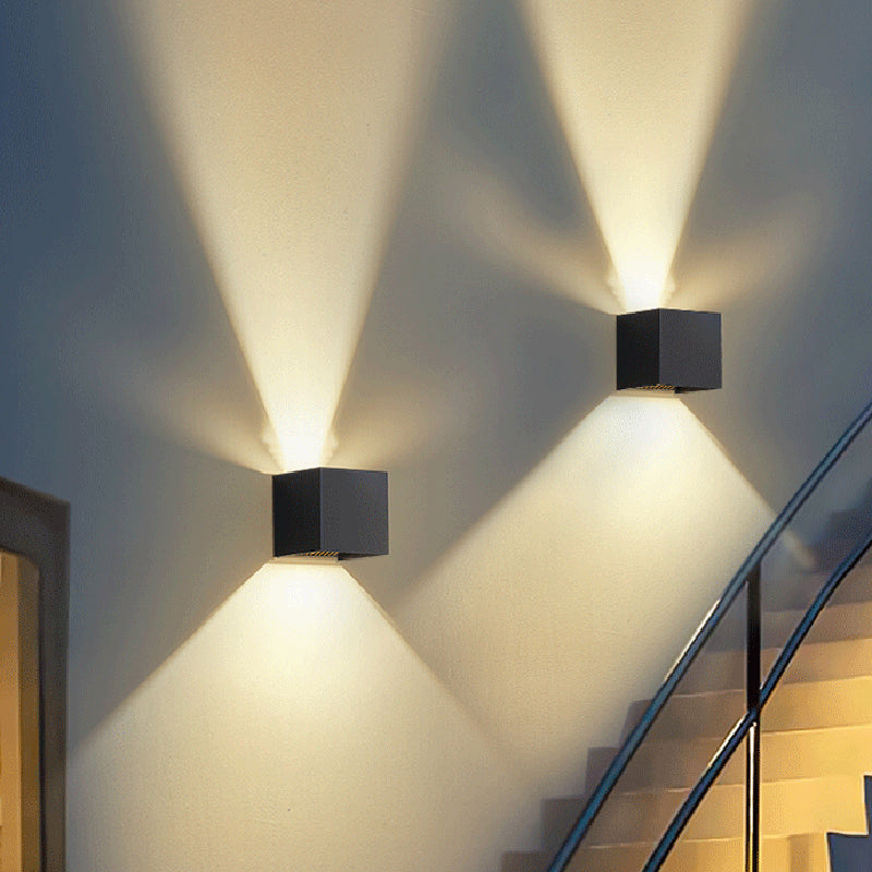 Square Shade Metal Wall Sconce Modern Style 2 Lights Wall Lighting Fixtures