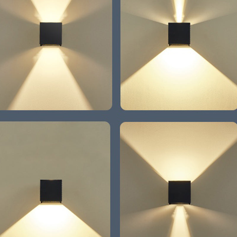 Square Shade Metal Wall Sconce Modern Style 2 Lights Wall Lighting Fixtures