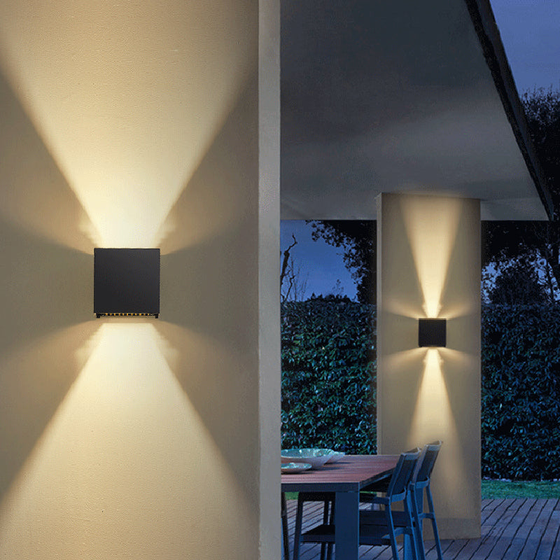 Square Shade Metal Wall Sconce Modern Style 2 Lights Wall Lighting Fixtures