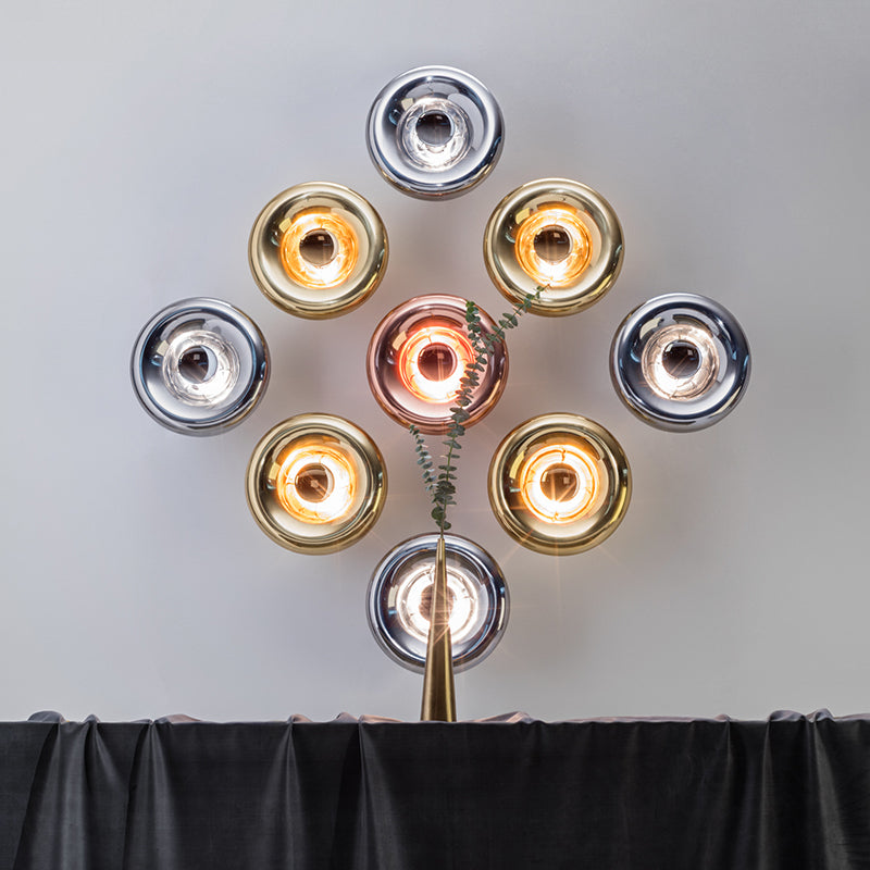 Postmodern Metal Wall Light Round Single Light Wall Sconce for Bedroom