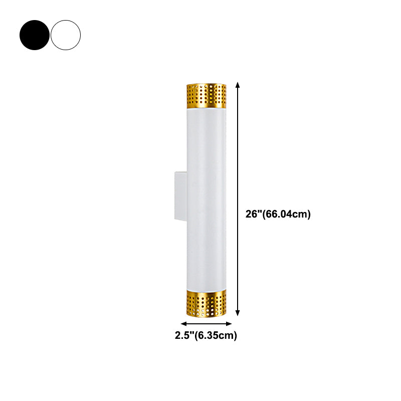 2 Lights Cylinder Wall Lights Modern Style Metal Wall Mounted Lamps