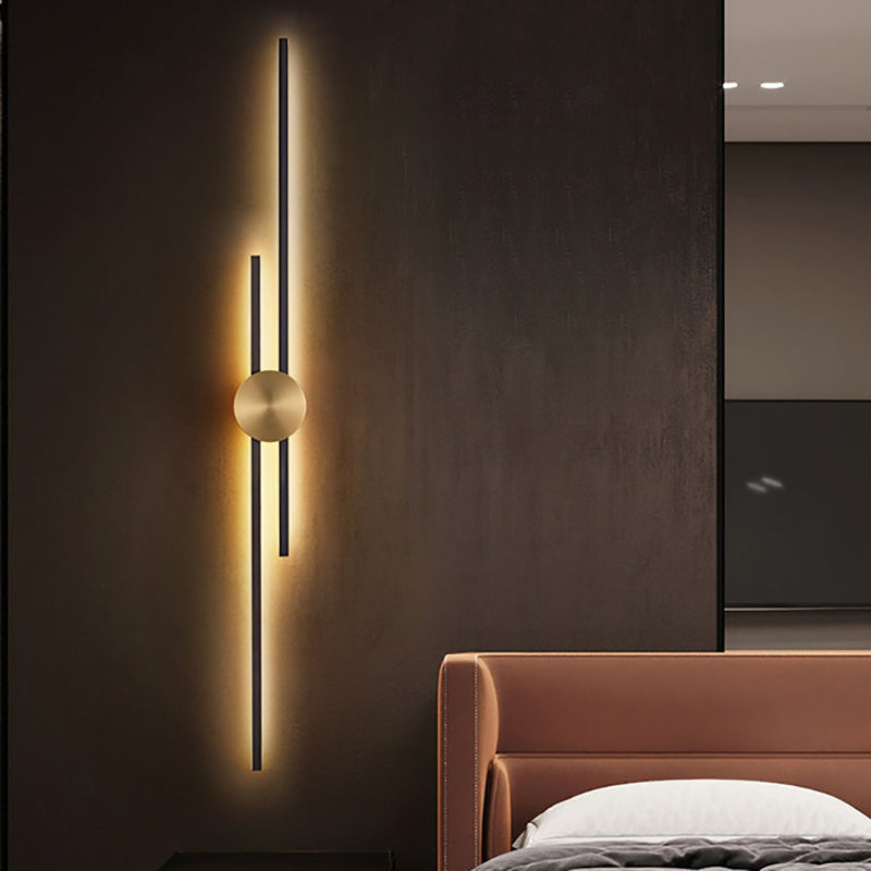 Contemporary Style Brass Wall Light Linear LED Wall Sconce for Bedroom