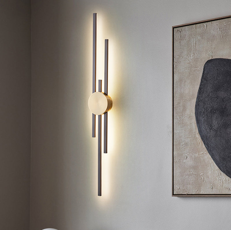 Contemporary Style Brass Wall Light Linear LED Wall Sconce for Bedroom
