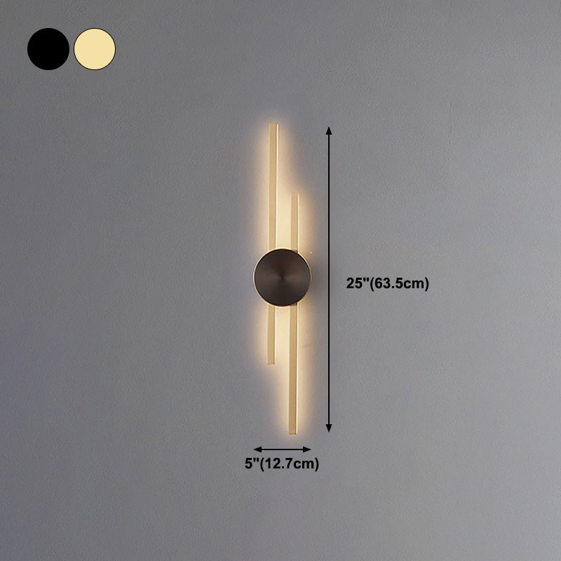 Contemporary Style Brass Wall Light Linear LED Wall Sconce for Bedroom