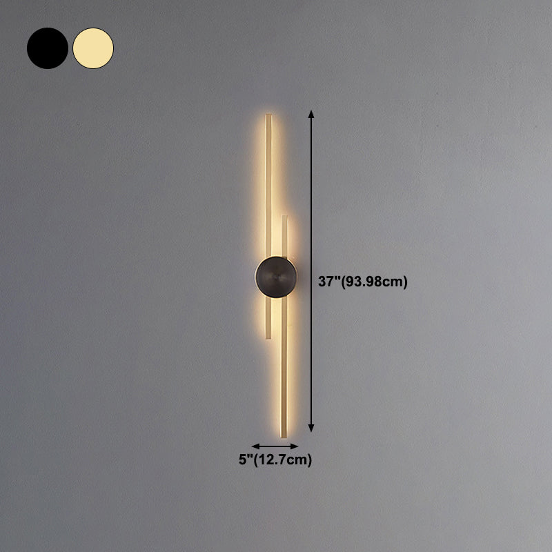 Contemporary Style Brass Wall Light Linear LED Wall Sconce for Bedroom