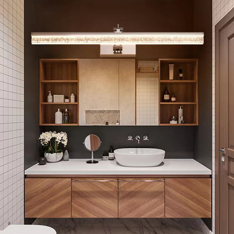 Linear Modern Style Vanity Light Metal 1-Light LED Mirror Light for Bathroom in Silver