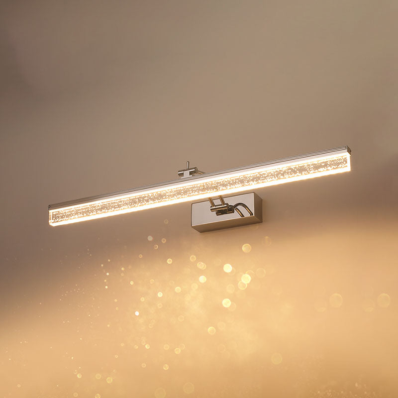 Linear Modern Style Vanity Light Metal 1-Light LED Mirror Light for Bathroom in Silver