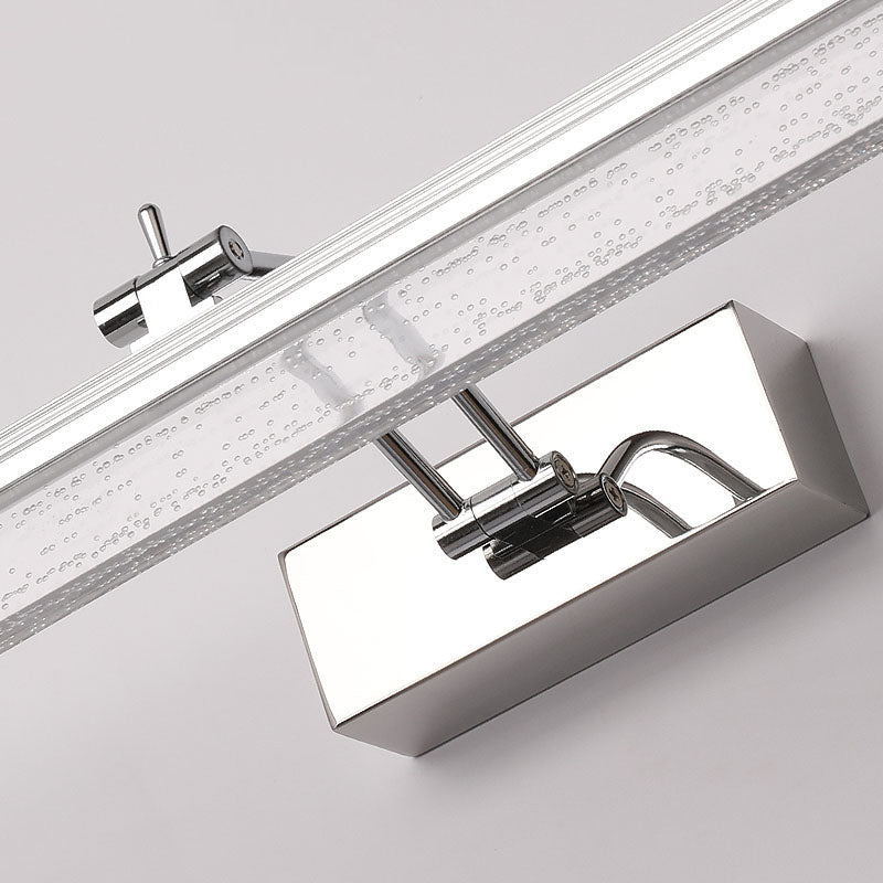 Linear Modern Style Vanity Light Metal 1-Light LED Mirror Light for Bathroom in Silver
