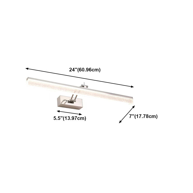 Linear Modern Style Vanity Light Metal 1-Light LED Mirror Light for Bathroom in Silver