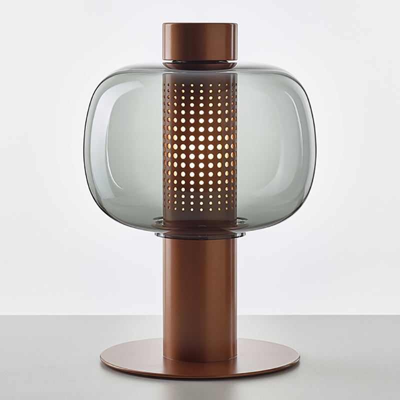 Drum Night Table Lamps Modern Style Glass 1 Light Table Lamp