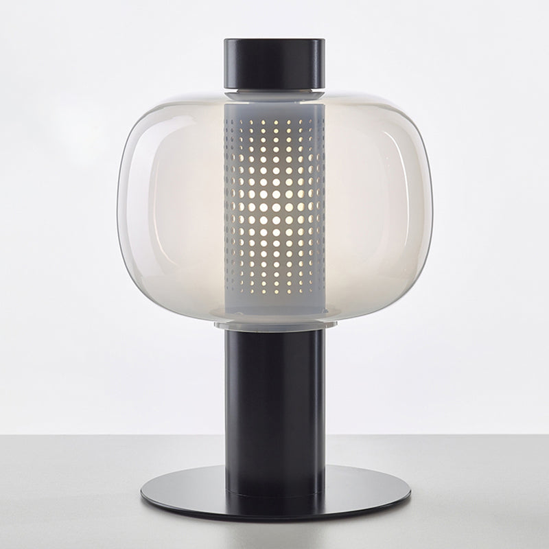 Drum Night Table Lamps Modern Style Glass 1 Light Table Lamp